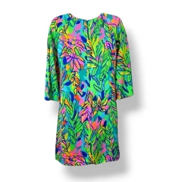 Lilly Pulitzer Carol Shift Dress in Multi Hot Spot Island 50+ UPF Satin Size 00 - Picture 6 of 10